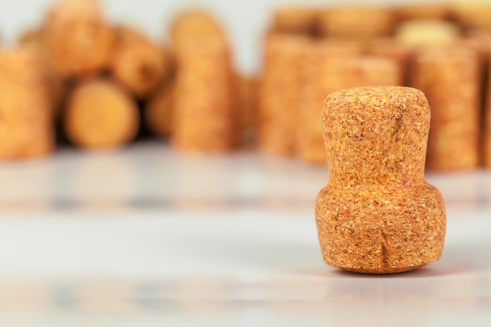 Heap of used vintage wine corks close-up
